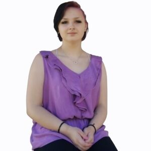 Ann Taylor Shimmery Purple Sleeveless Top, Vintage (XL)